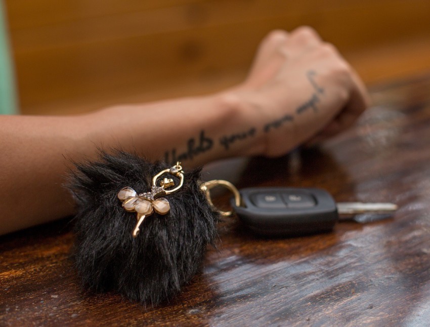 Pom pom your keys with a Monogrammed Faux Fur Key Ring NEW from