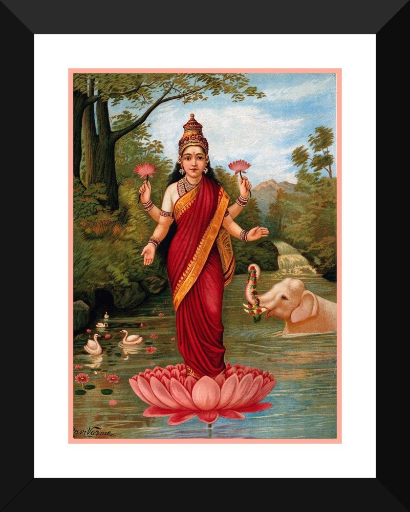 The Coquette I by Raja Ravi Varma - Small Poster Paper - Framed