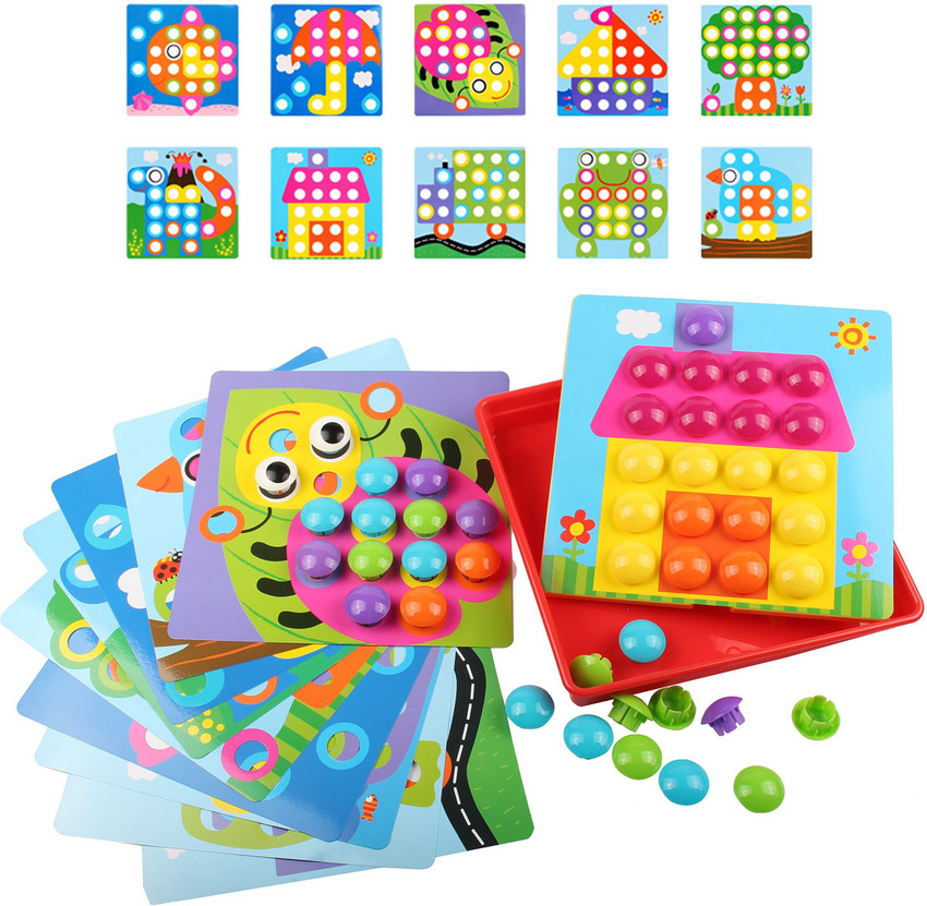 AMOSTING Color Matching Mosaic Pegboard Early Learning Educational