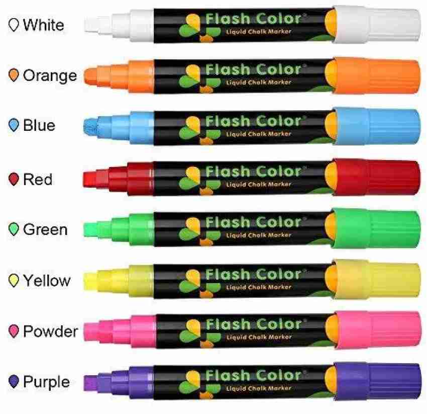 Techzere Liquid Chalk Markers, Fluorescent Neon Chalkboard  Marker Pens for Glass, LED Writing Boards Etc (Pack of 8) - N/A