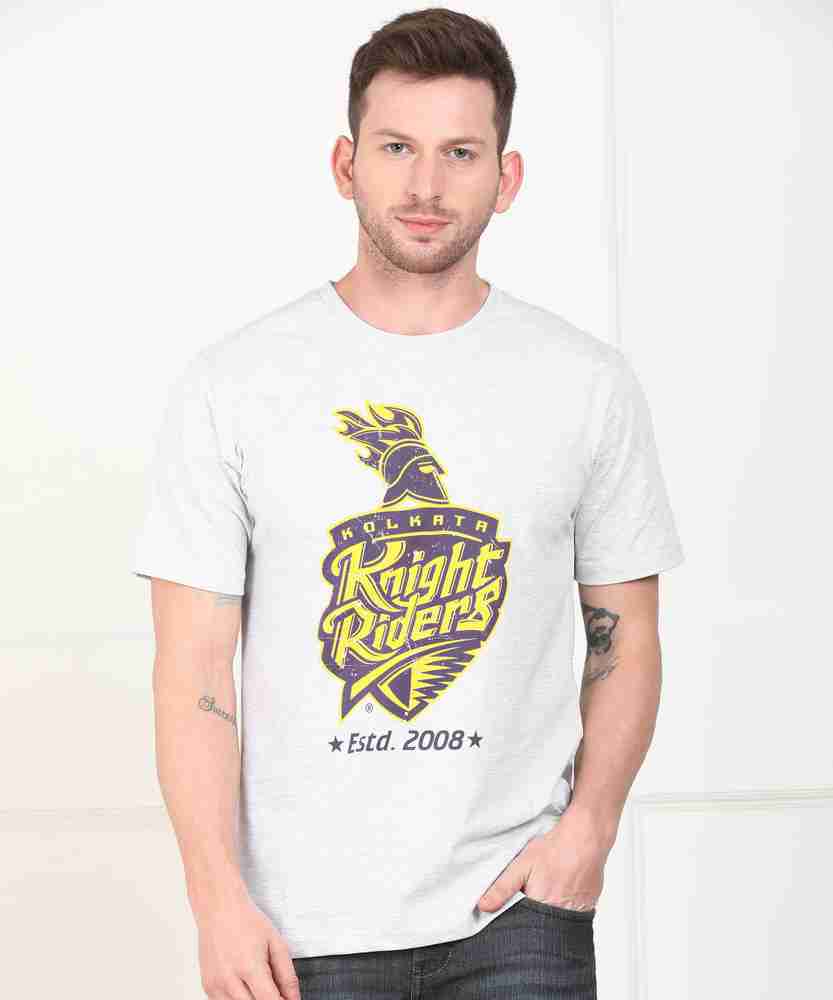 KOLKATA KNIGHT RIDERS IPL Printed Men Round Neck Grey T Shirt