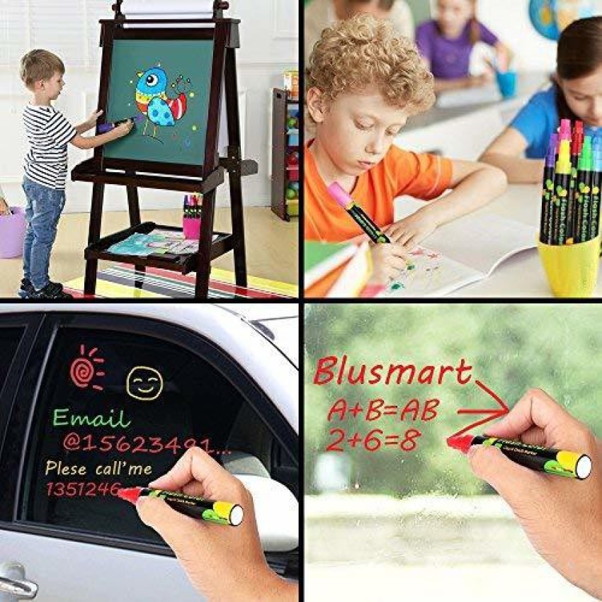 Techzere Liquid Chalk Markers, Fluorescent Neon Chalkboard  Marker Pens for Glass, LED Writing Boards Etc (Pack of 8) - N/A