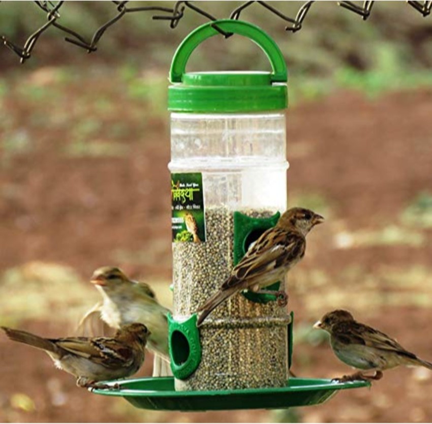 Large Bird Feeder with Hut & Water Feeder Combo
