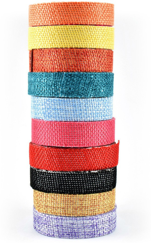 Unobite Colour Adhesive Jute Tape for Crafts Decorations Home Decor Scrap Booking School Projects Pack of 10 Colours 2 Meter each Roll Colour Adhesive Jute Tape for Crafts Decorations Home Decor