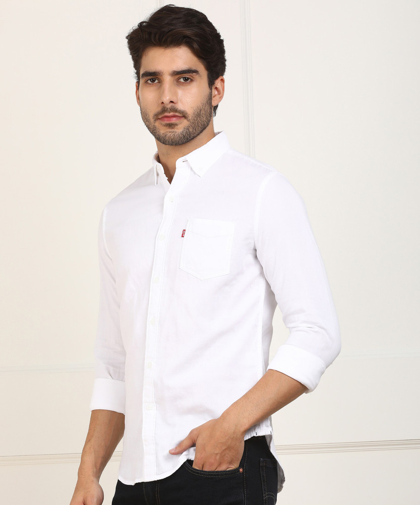 LEVI S Men Solid Casual White Shirt