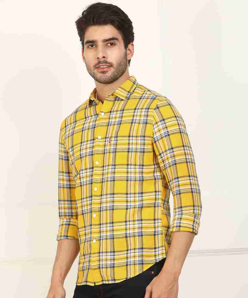 LEVI S Men Checkered Casual Yellow Shirt