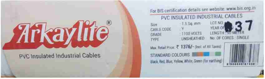 ARKAYLITE PVC 1 sq/mm White 90 m Wire Price in India - Buy ARKAYLITE PVC 1  sq/mm White 90 m Wire online at