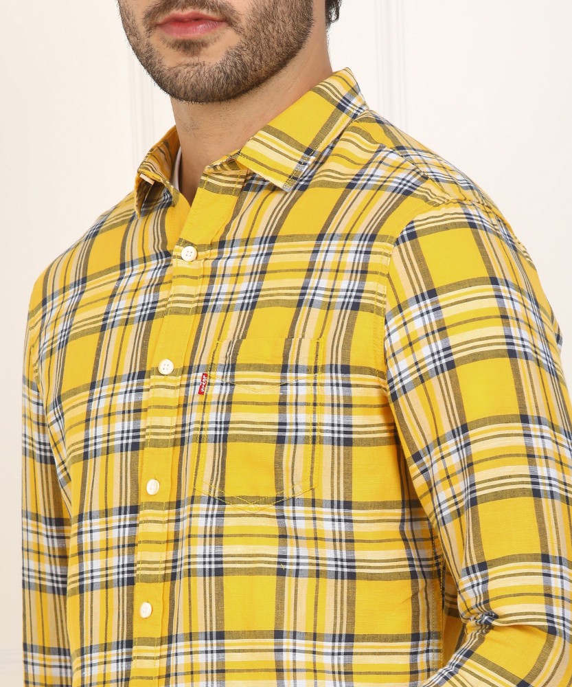 Levis yellow check deals shirt