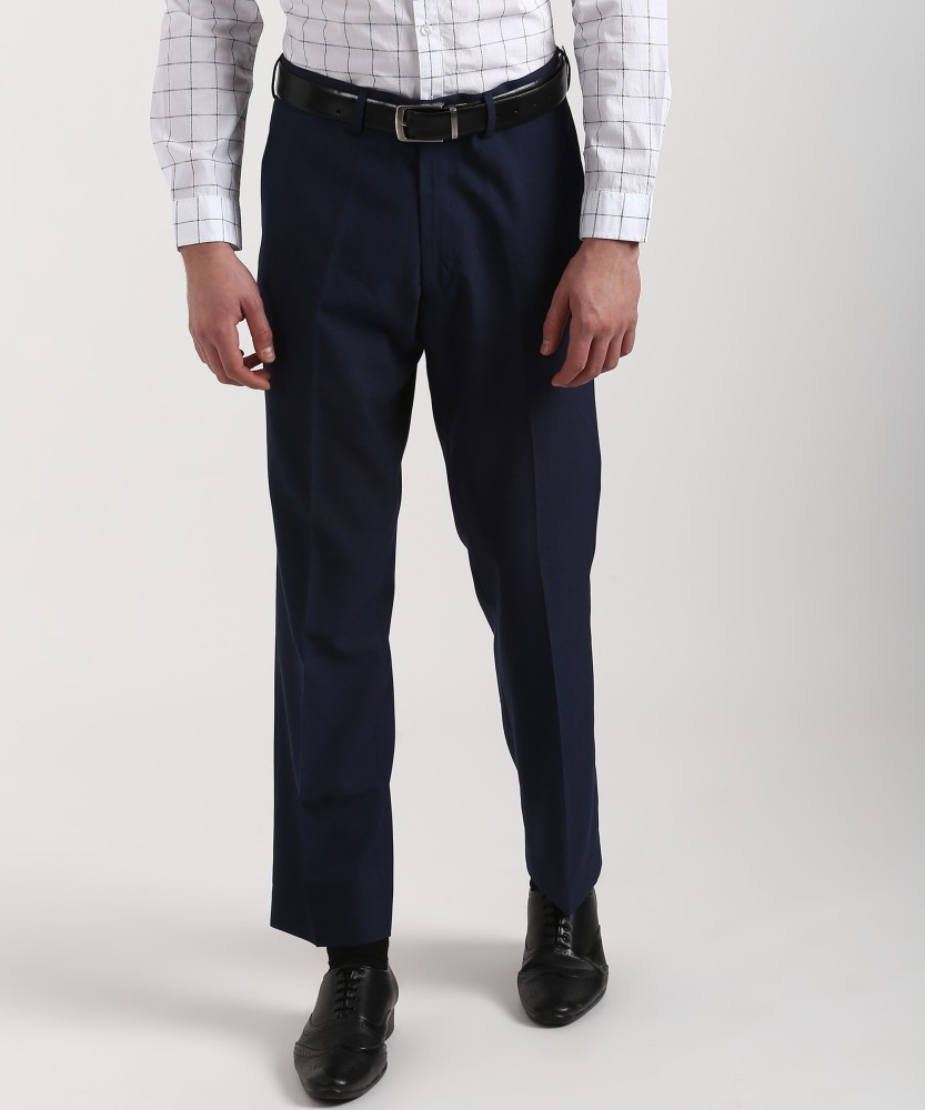 Buy Marks  Spencer Men Navy Slim Fit Solid Formal Trousers on Myntra   PaisaWapascom
