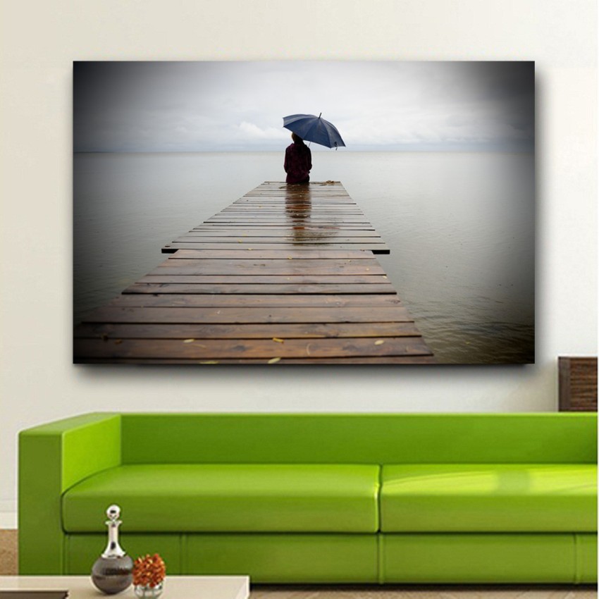 Peace Lonely Rainning Sea Beach HD Wallpaper No Framed 2ft X 4ft Canvas Art   SMARTBUYER posters  Decorative Art  Paintings posters in India  Buy  art film design movie music