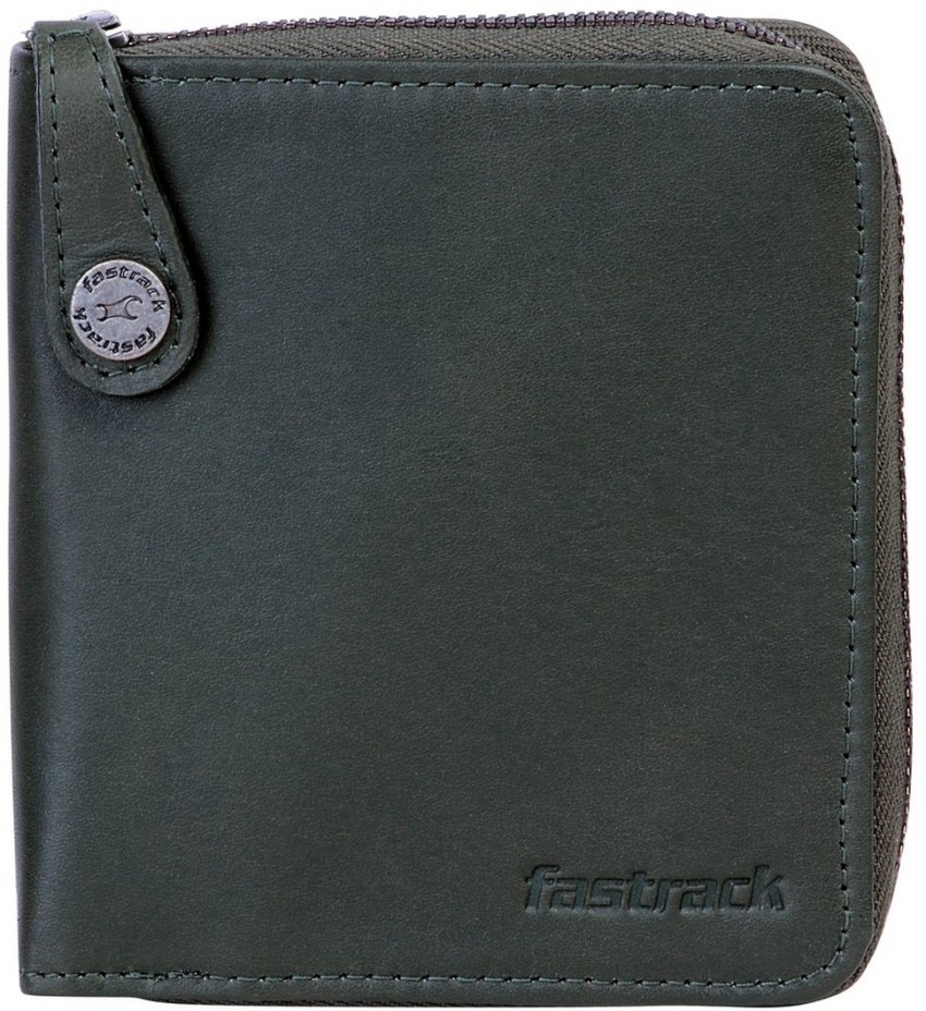 Fastrack Men Green Genuine Leather Wallet Green Price in India