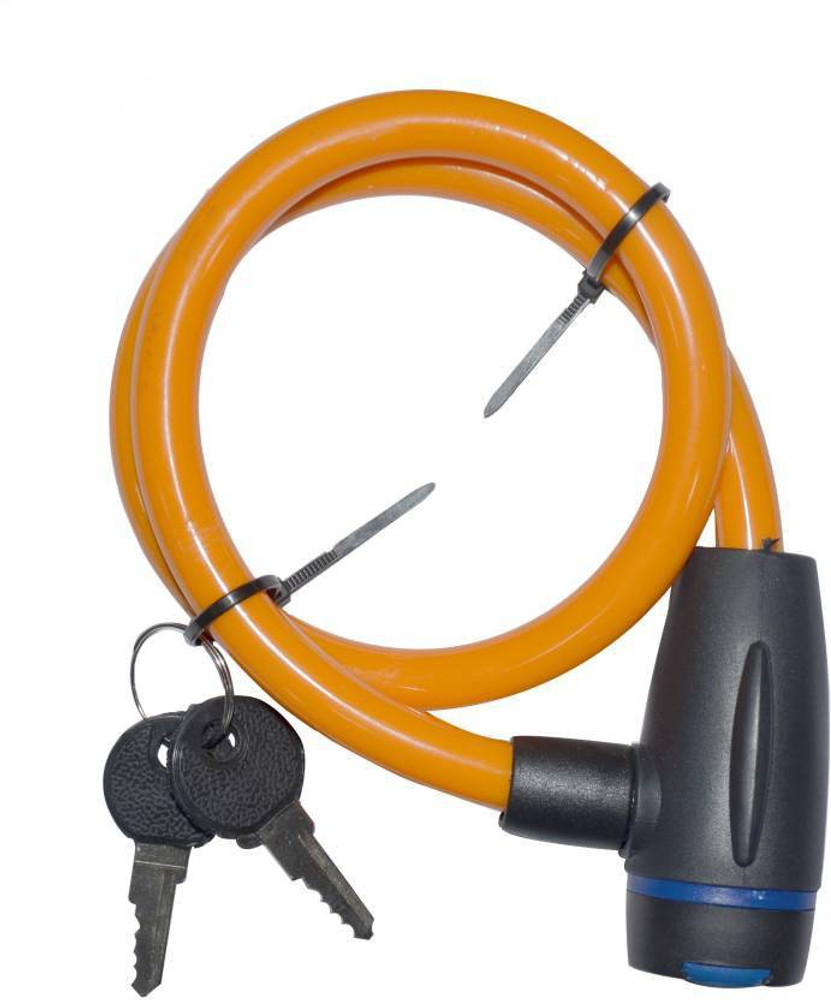 Aatrangi Multipurpose Iron Cable Lock For Helmet Bicycle Orange