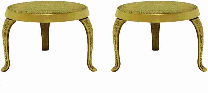 Handmade Puja Chowki Stand Traditional Brass Mukali Stool Pooja Items 7.5  cm 