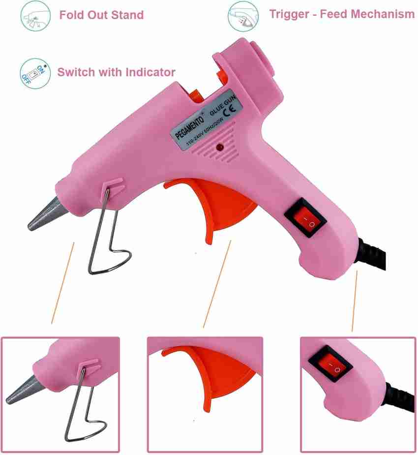 PEGAMENTO 20 Watt Pink Color Glue Gun with 10 Glue Sticks High