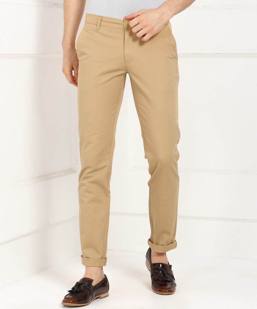 John Players Slim Fit Men Khaki Trousers - Buy Khaki John Players