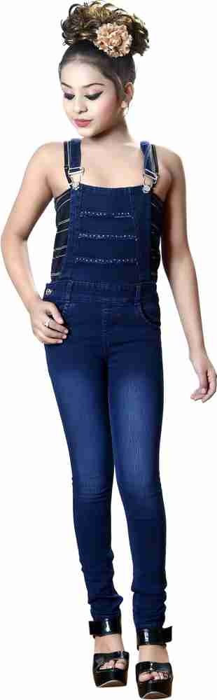 FASHION FLY Dungaree For Girls Solid Denim Price in India Buy