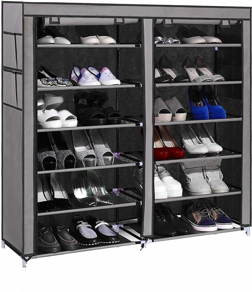 6 Tier Double Canvas Shoe Standing Storage Organiser Rack Holds 36 Pairs |  eBay