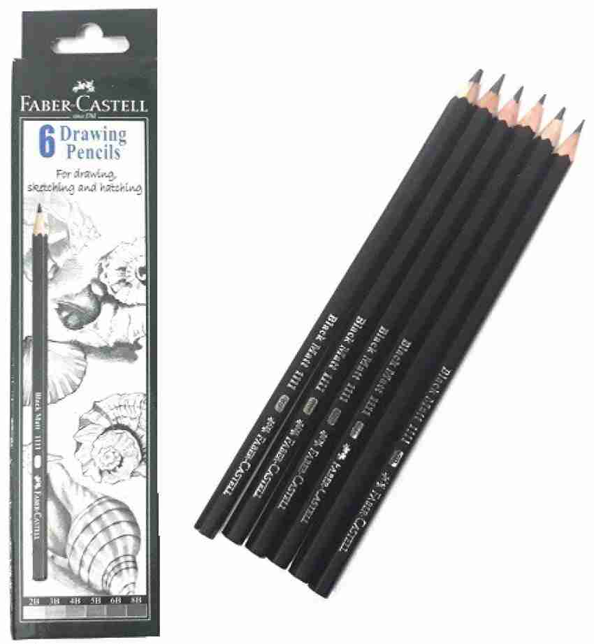 FABER-CASTELL DRAWING PENCIL PACK OF 6 -2B,3B,4B,5B,6B,8B  PENCIL (BLACK) Pencil 