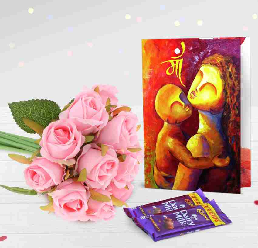 TIED RIBBONS Gift for Women Wife Mom Mother In Law Mummy Maa on His  Birthday Anniversary with Chocolate Box (4 pcs) Greeting Card and  Artificial Rose Flower Bouquet Combo Set : 