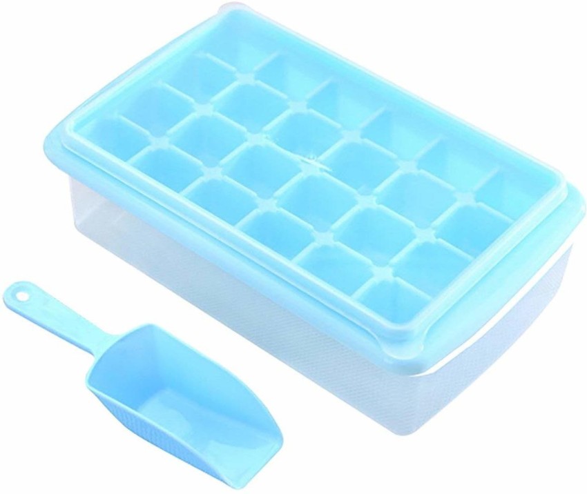 1pc, Ice Cube Tray With Lid And Container, Flexible Plastic Ice