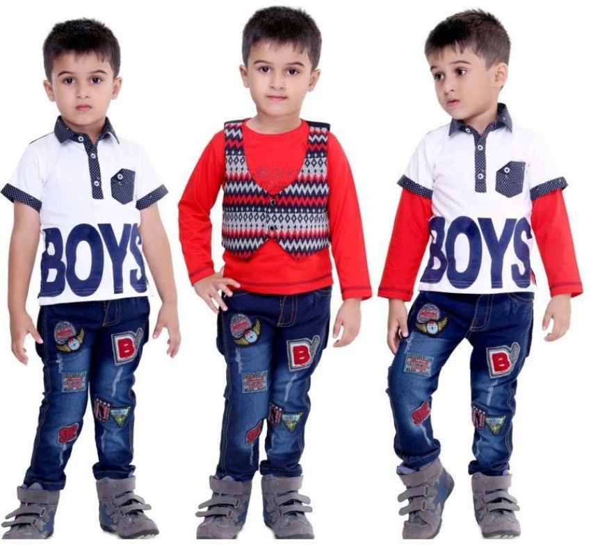 XBOYZ Boys Festive  Party Tshirt Denim Jacket and Side Strips Jeans Set   Amazonin Clothing  Accessories