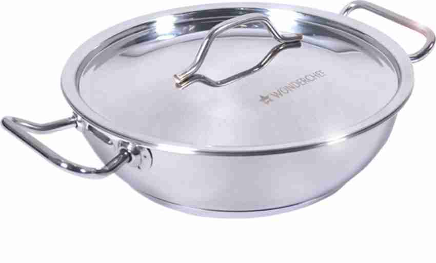 Wonderchef Nigella Tri-Ply Stainless Steel 28 cm Kadhai with Lid