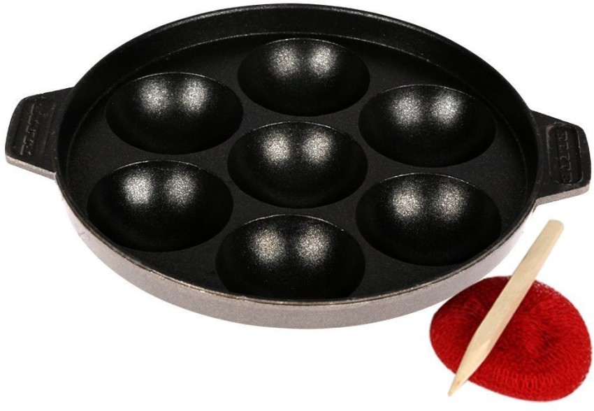 ELITE Black Paniyaram Pan Cast Iron, Round, Capacity: 7 Cavity