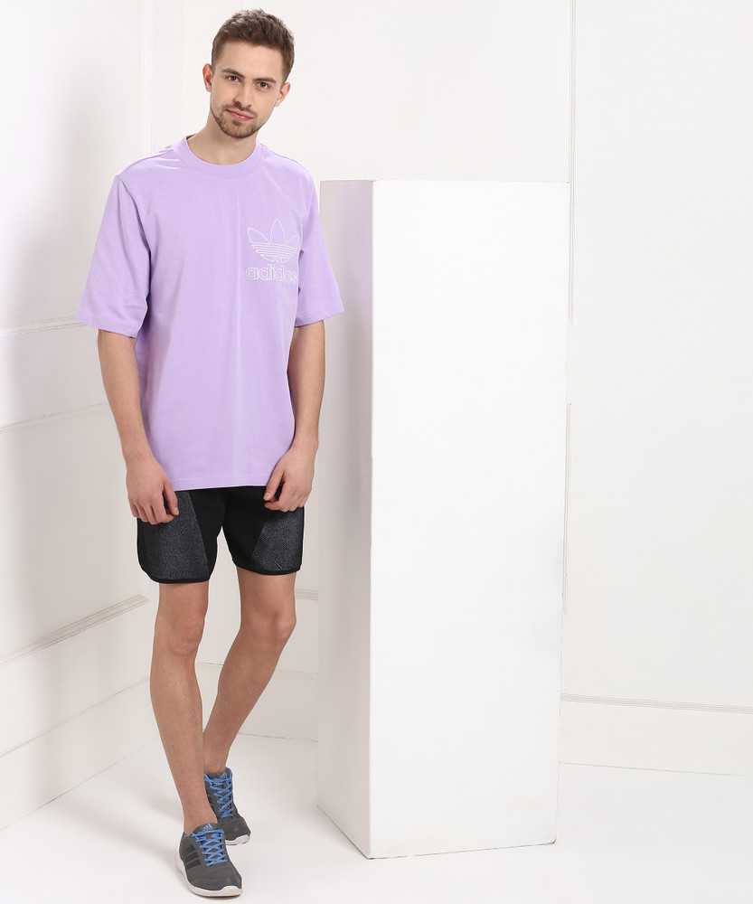 ADIDAS ORIGINALS Solid Men Round Neck Purple T Shirt