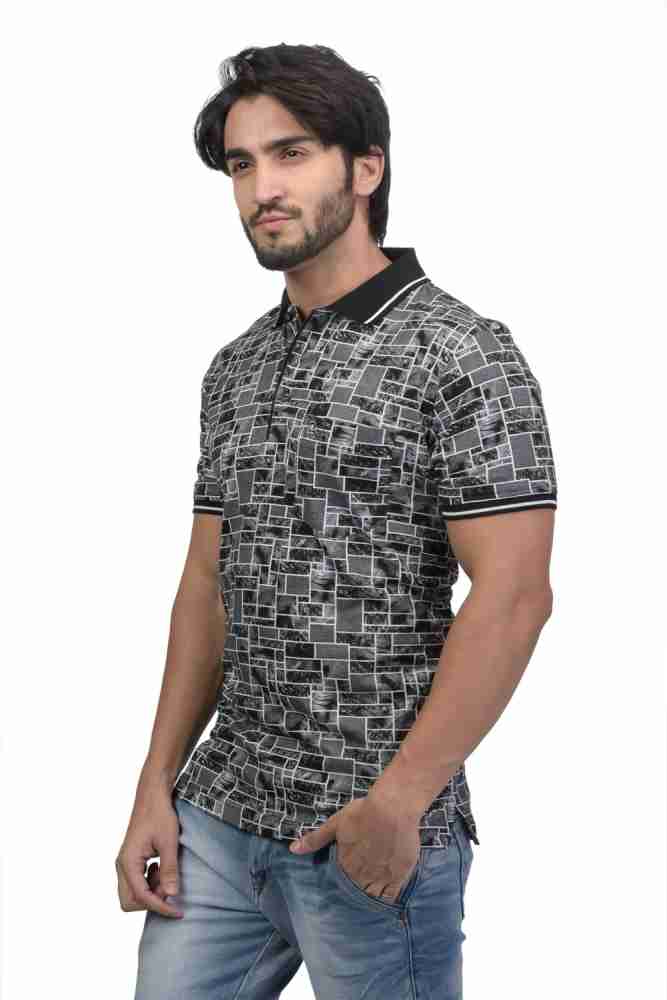 En sætning udvikling af scene Prinock Printed Men Polo Neck Black T-Shirt - Buy Prinock Printed Men Polo  Neck Black T-Shirt Online at Best Prices in India | Flipkart.com