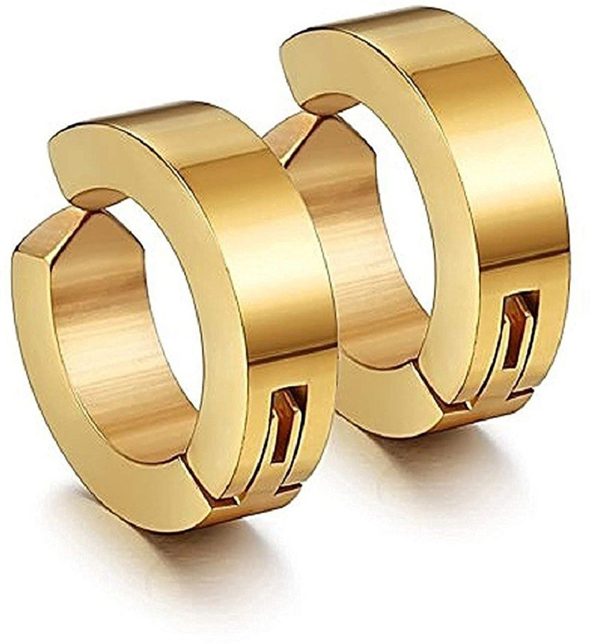 Flipkart Buy Wellpoint Pressing Non Piercing Hoop Earrings for Women Black Steel and Golden Combo Pack Metal Hoop Earring Online at Best Prices in India