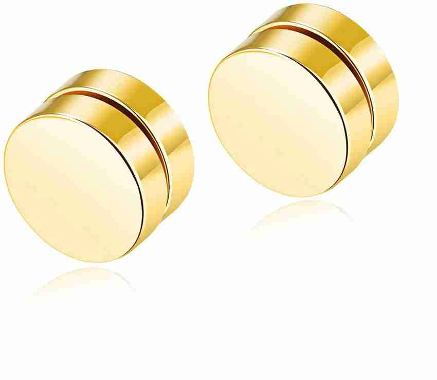 Flipkart Buy SILVOSWAN Mens Women Round Magnetic Earrings Stud Earring Gold 10 mm Non Piercing Magnet Earing Stainless Steel Stud Earring Online at Best Prices in India
