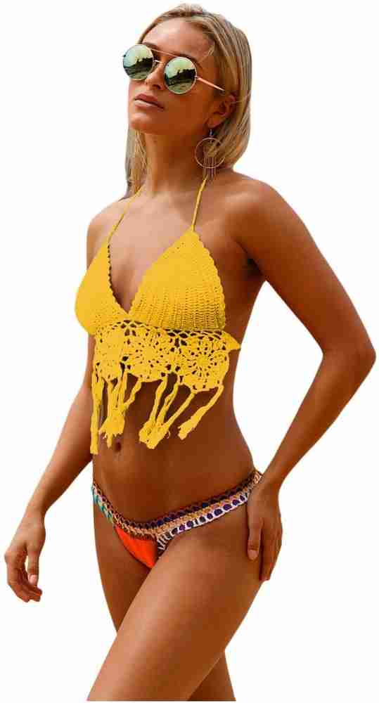 Yellow crochet bikini top on sale