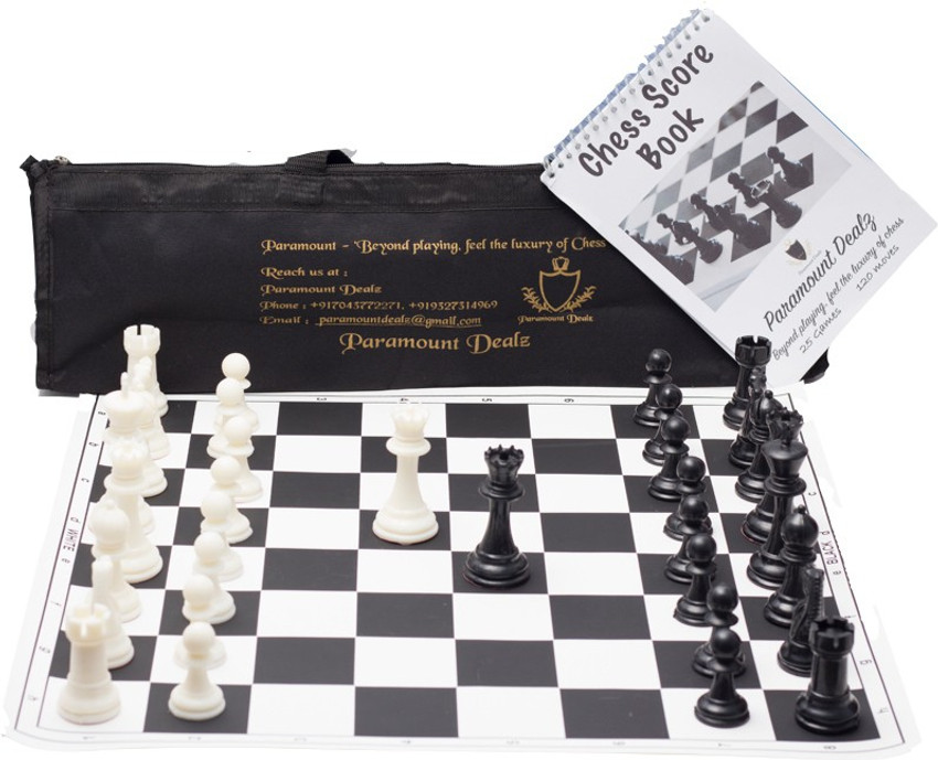 Tournament Chess Set - 34 Chess Pieces - Black Chess Board (20 x