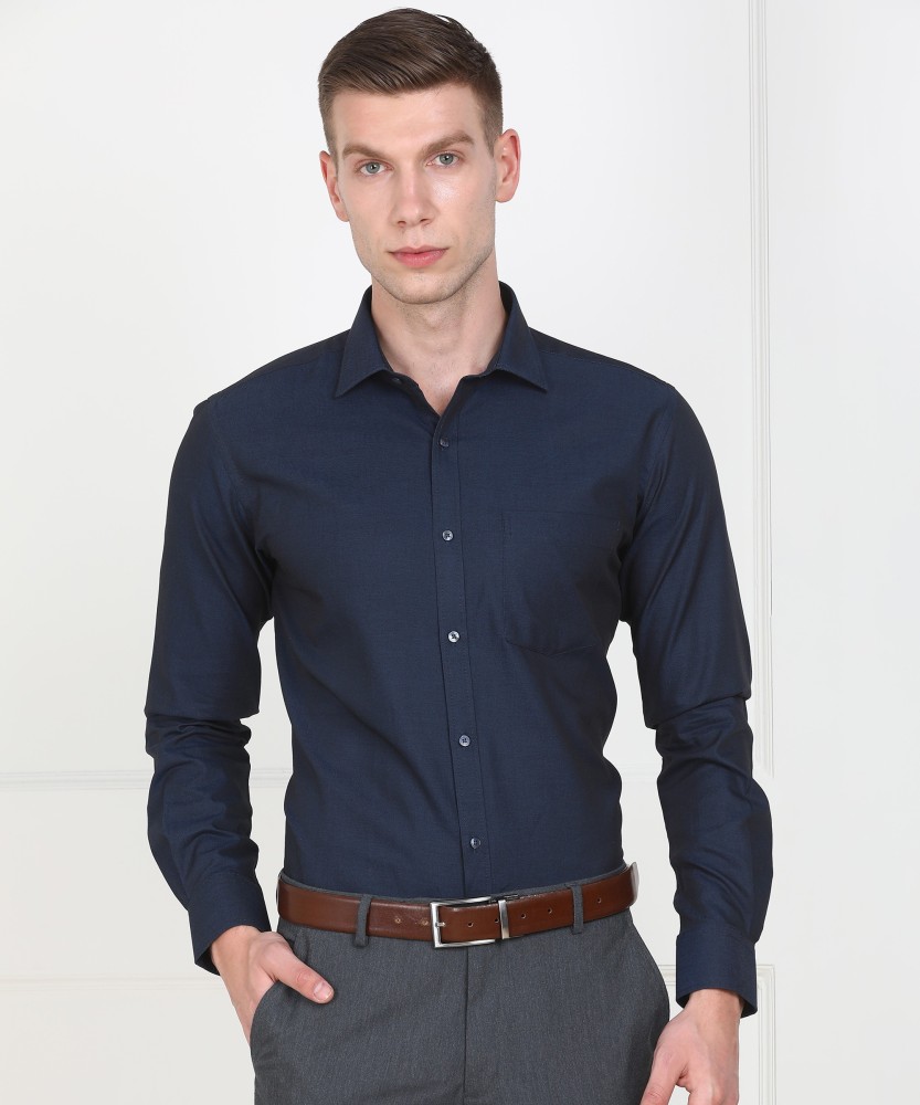 Buy Men Black Slim Fit Solid Full Sleeves Formal Shirt Online