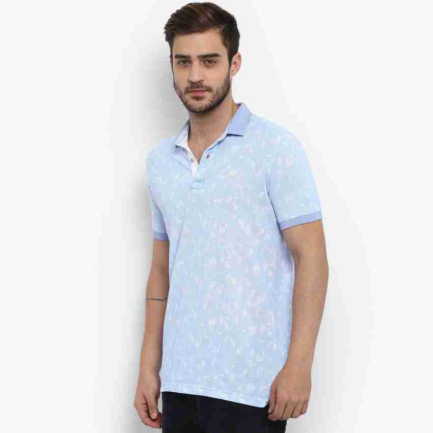 Buy Light Blue Textured Polo T-shirt Online at Muftijeans