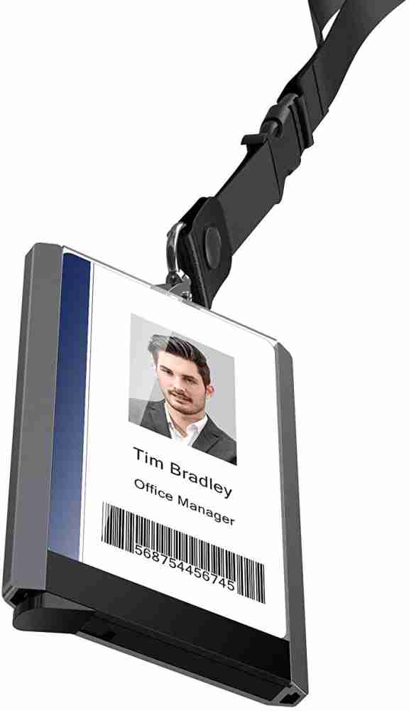 ELV Durable Aluminium ID Badge Card Holder with 22 Inch  Lanyard, Quick Release Button & Metal Clip for Offices ID, School ID,  Driver Licence, Wallet (Holds 1-4 Cards) 4 Card