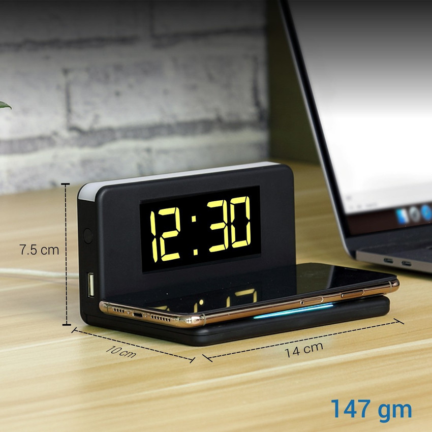Portronics desktop wireless charger with alarm clock & led hot sale lamp