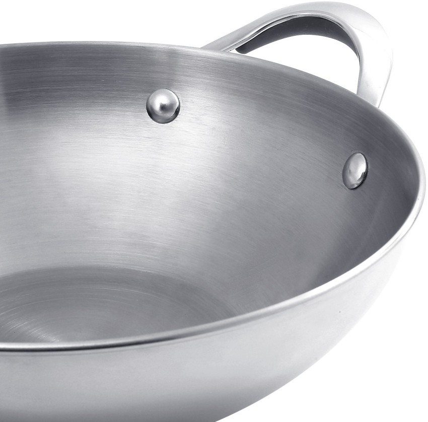 Meyer Trivantage Nickel Free Stainless Steel Triply Kadai, Steel Kadhai  With Lid, Stainless Steel Cookware With Induction Base, Small Stainless  Steel Kadhai