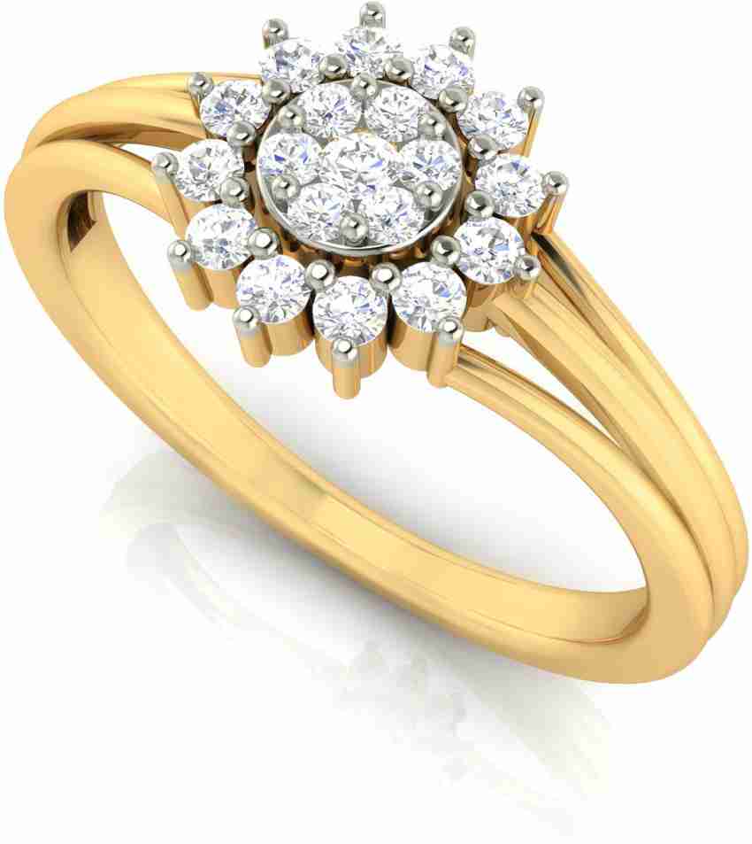 Round 18 Kt Yellow Gold Oval Net Diamond Ring at Rs 24621 in New Delhi