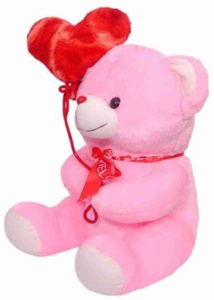 Crispy toys Soft Stuffed Pink With Heart Balloon Teddy Bear (45cm) - 16 inch  - Soft Stuffed Pink With Heart Balloon Teddy Bear (45cm) . Buy teddy bear  toys in India. shop