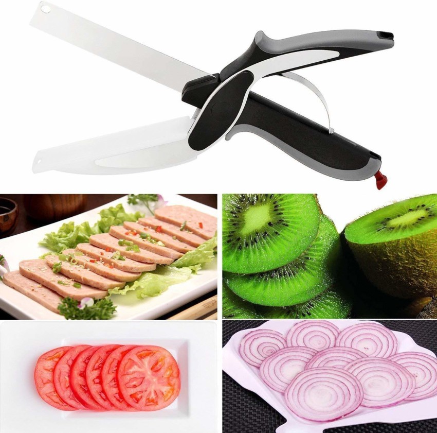 Clever Cutter Stainless Scissors W/Cutting Board Fruits Cheese Vegetables  Meat