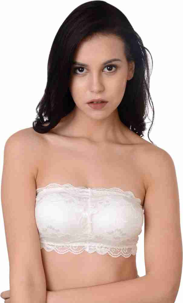 Mysha Women's Lace Tube Strapless Lightly Padded Non Wired Bra (White) –  Mysha