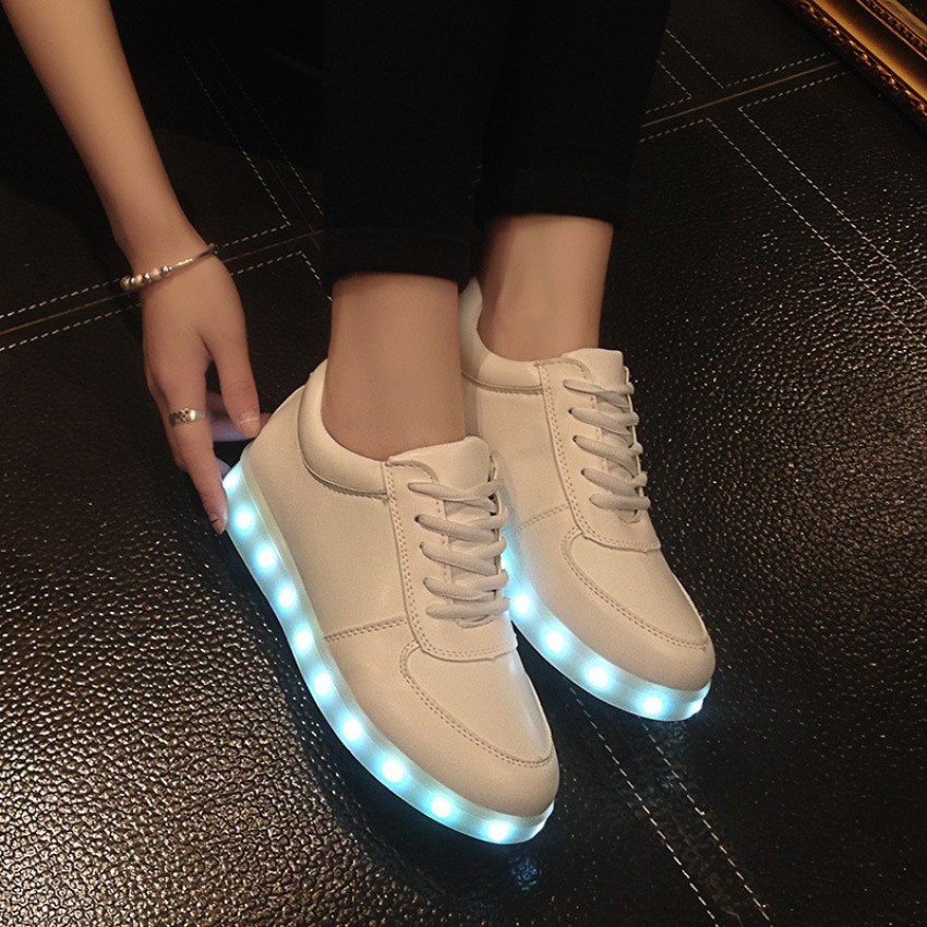 Buy Poppin Kicks LED Light Up Shoes with Remote Control Boy & Girl Leather  High Top Sneaker White 4 M US Big Kid at Amazon.in