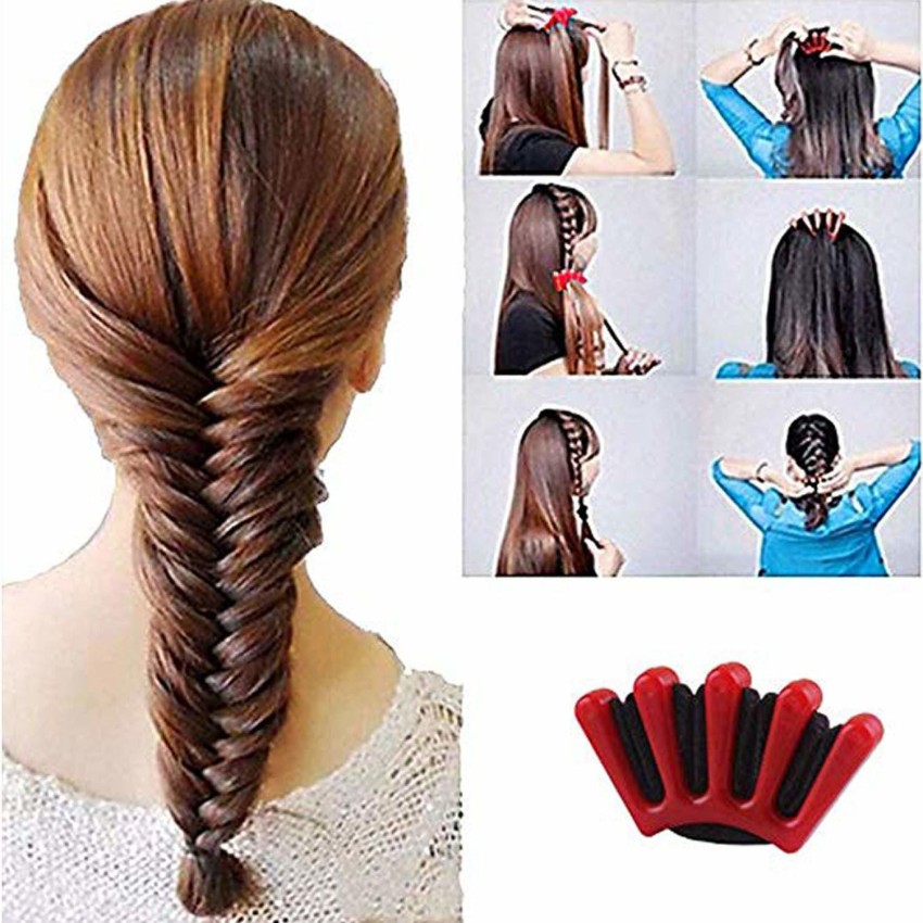 2 Pairs Hair Tail Tools, Hair Braid Accessories,French Braid Tool Loop for  Hair Styling, 2 pcs, 2 Colors