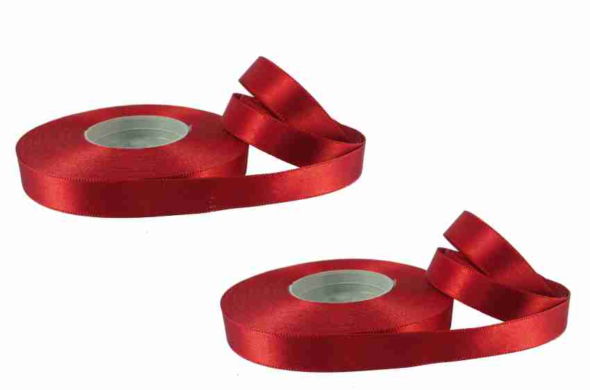 De-Ultimate Pack Of 2 Pcs Satin Ribbon Roll of 18 Meters Approx and 1/2  Inch Width for Parties Decorations, Gift Wrapping, Arts and Craft,Work Red  Satin Ribbon Price in India - Buy