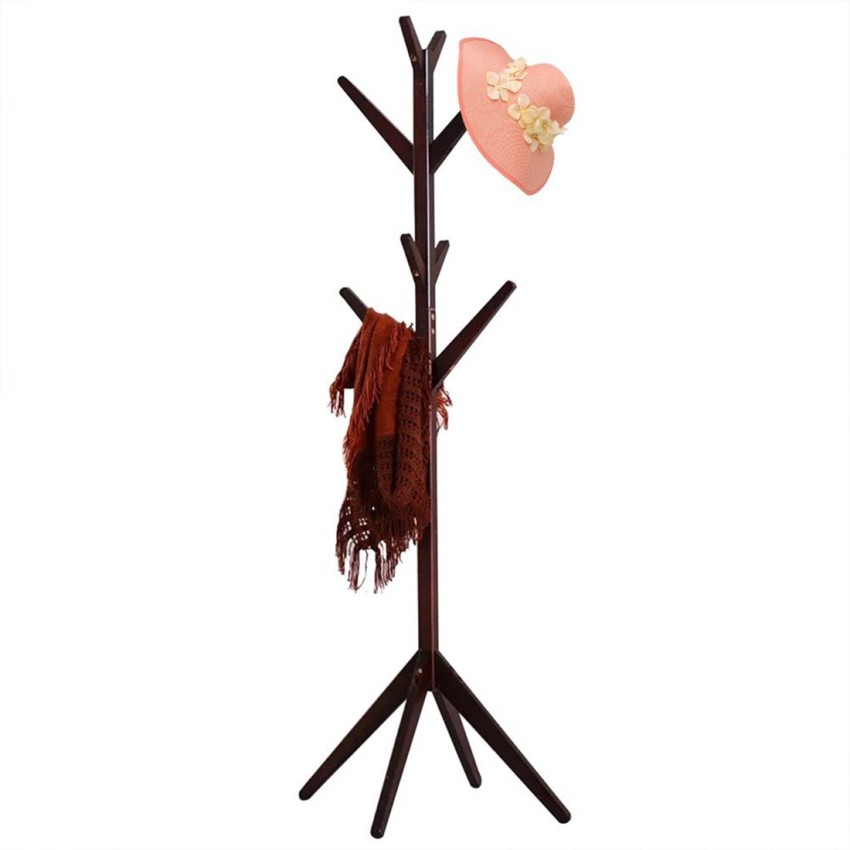  COLAPOO Wooden Tree Coat Rack Stand - 3 Adjustable Sizes 8  Hooks - Corner Coat Rack Freestanding for Office Entryway Bedroom Hall Tree  Coat Hanger for Jacket Hat Clothes (Dark Brown) 