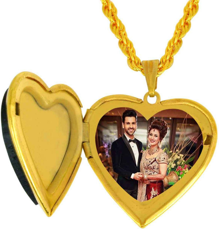 Morvi Gold Plated Alloy Front Mirror Super Finish Heart Shaped