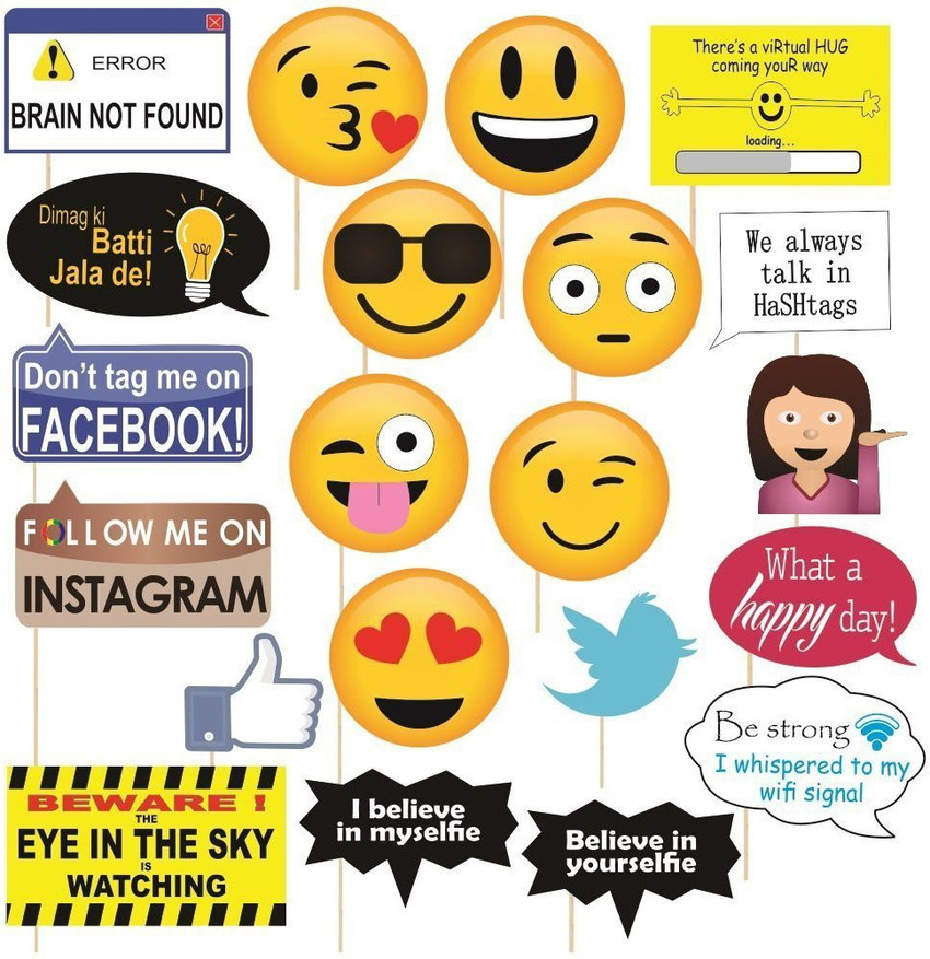 GOLDEN CART Social Media Emojis Party Photo Booth Props DIY Craft