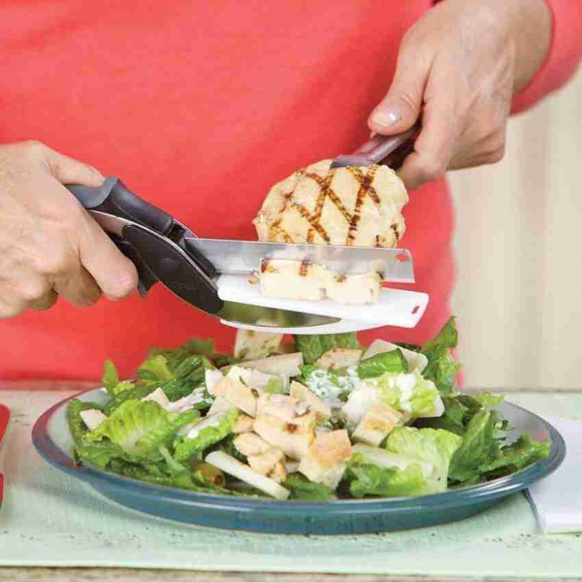 2-in-1 Smart Cutter, Stainless Steel Knife with Cutting Board, Cleve