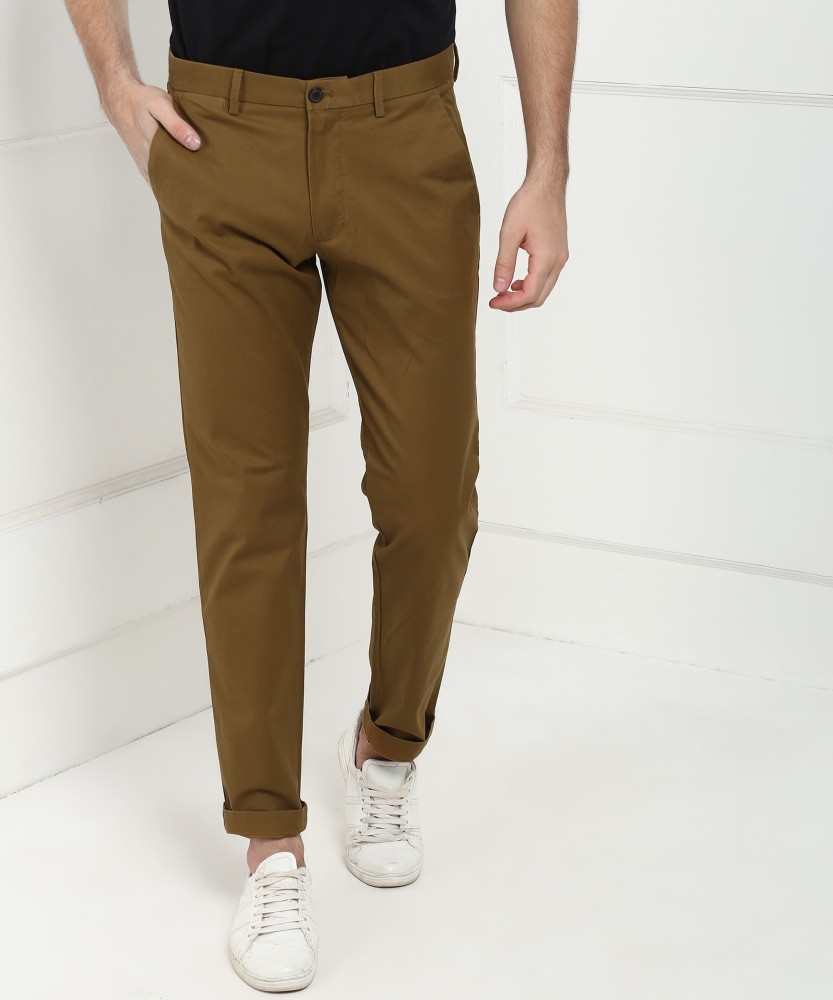 Buy Men Brown Tailored Knit Trousers Online